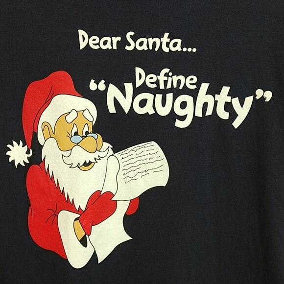 Dear Santa Define Naughty Black T-shirt size Medium - Picture 2 of 6